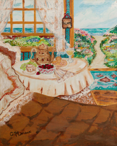 绘画 标题为“Déjeuner près de la…” 由Céline Marcoux, 原创艺术品, 丙烯 安装在木质担架架上