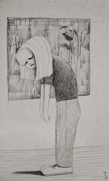 Drawing titled "Aon" by Milto Sideris, Original Artwork, Ballpoint pen