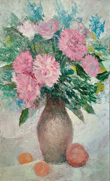 Painting titled "Летний букет" by Vitalij Valsamaki, Original Artwork, Oil Mounted on Cardboard