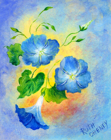 绘画 标题为“Blue Morning Glory” 由Daniel Cheney, 原创艺术品, 油