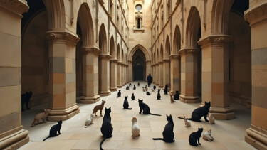 CATHEDRAL CATS Digital Arts titled "CATHEDRAL CATS" by Ocy-Say, Original Artwork, Digital Painting