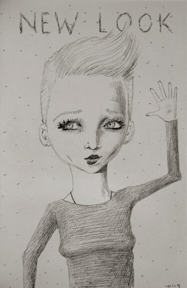 Disegno intitolato "New look" da Milto Sideris, Opera d'arte originale, Biro