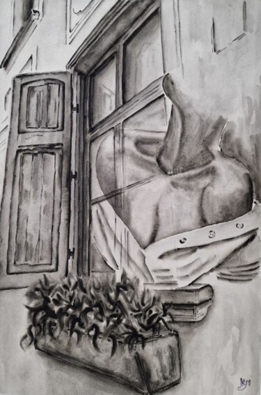 Peinture intitulée "Space without borde…" par Olena Yemelianova, Œuvre d'art originale, Aquarelle
