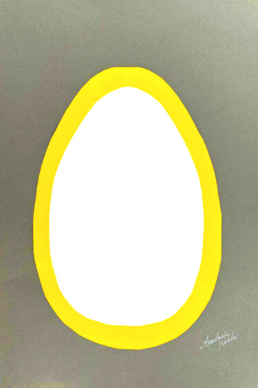 Minimalist Easter Egg Art - White Egg Collage - Handrafted