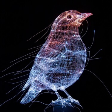 Electric Birds 66 Digitale Kunst getiteld "Electric Birds 66" door Claudio Pincas Feldman, Origineel Kunstwerk, AI gegenereerde afbeelding Gem…