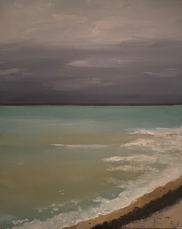 Peinture intitulée "L’orage s’éloigne" par Sophie Cousineau, Œuvre d'art originale, Huile Monté sur Carton
