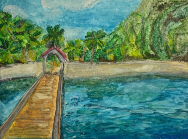 Peinture intitulée "L’anse noire" par Cindy Desjardins, Œuvre d'art originale, Acrylique Monté sur Châssis en bois