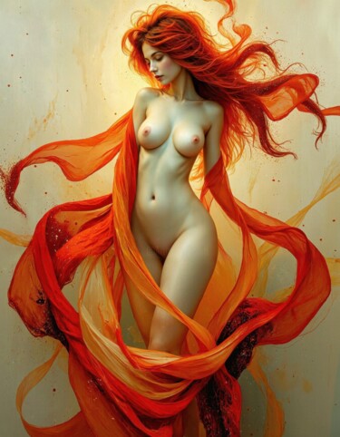 Arte digitale intitolato "Dance of the Phoenix" da Dreamydeer, Opera d'arte originale, Pittura digitale