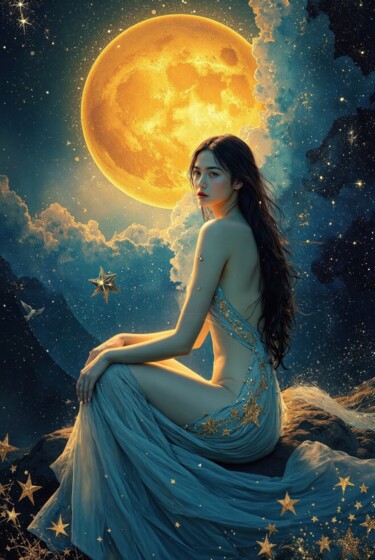 数字艺术 标题为“Moonlit Enchantment” 由Dreamydeer, 原创艺术品, 数字油画