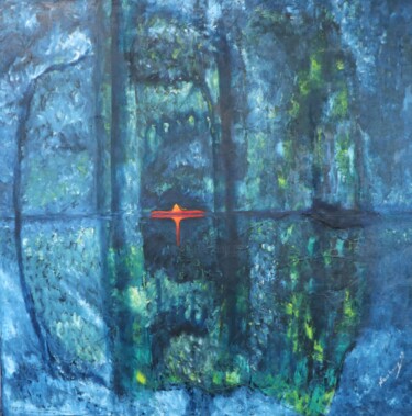 Картина под названием "Lagerfeuer" - Anna Ulrike Neuhaus, Подлинное произведение искусства, Масло Установлен на Деревянная р…