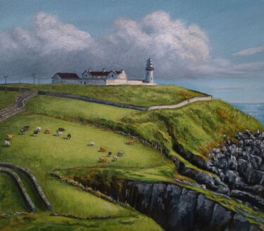 Peinture intitulée "Galley Head Lightho…" par Anya Kulikova, Œuvre d'art originale, Huile Monté sur Châssis en bois