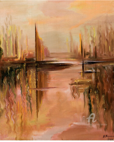Painting titled "Воспоминание о Тарк…" by Vladimir Volosov, Original Artwork, Oil Mounted on Wood Stretcher frame