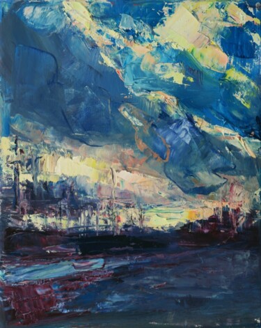 Peinture intitulée "Paysage hivernal VI" par Marta Lipowska, Œuvre d'art originale, Huile Monté sur Châssis en bois