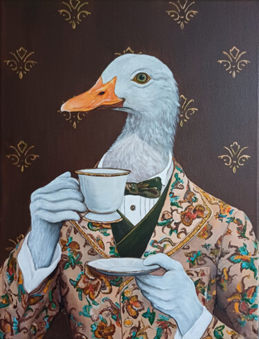 A cup of tea 绘画 标题为“A cup of tea” 由Sandraeva, 原创艺术品, 丙烯 安装在木质担架架上