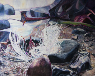 Malerei mit dem Titel "Feder VII" von Ute Meyer, Original-Kunstwerk, Öl