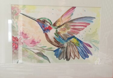 제목이 "Le colibri"인 미술작품 Christel로, 원작, 수채화 판지에 장착됨