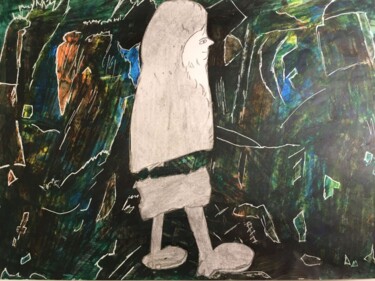 Dessin intitulée "l'hiver ancestrale" par Aristide Ngotta, Œuvre d'art originale, Acrylique