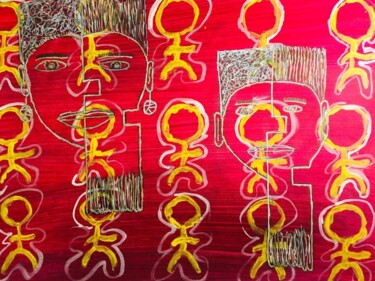 Painting titled "civilisation la pei…" by Aristide Ngotta, Original Artwork, Acrylic