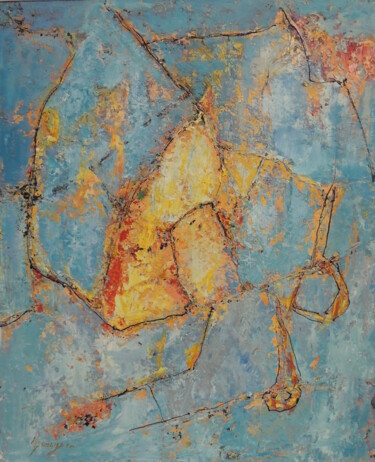 Peinture intitulée "tracé" par Bernard Goasguen, Œuvre d'art originale, Huile