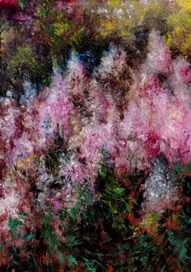 Painting titled "August. Fireweed" by Ilgiz Murtazin, Original Artwork, Oil Mounted on Wood Stretcher frame