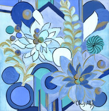 Peinture intitulée "HARMONIE BLEUE 1" par Chris-Alys, Œuvre d'art originale, Acrylique Monté sur Châssis en bois