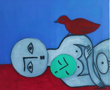 L'ATTENTE Peinture intitulée "L'ATTENTE" par Adele Mosonyi, Œuvre d'art originale, Huile Monté sur Châssis en bois