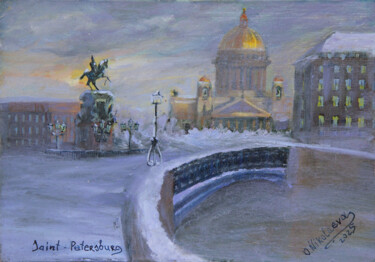 Painting titled "Winter. St. Petersb…" by Olga Nikolaeva, Original Artwork, Oil