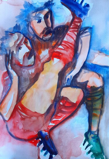 Football game 绘画 标题为“Football game” 由Alexey Zhucovsky, 原创艺术品, 水彩