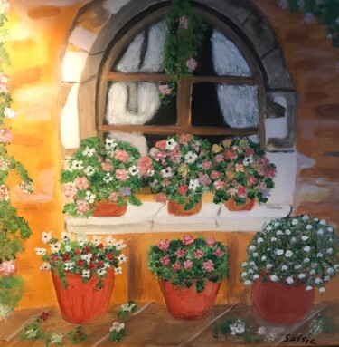 Peinture intitulée "Petite fleur" par Soisic, Œuvre d'art originale, Acrylique Monté sur Châssis en bois