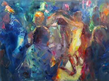 Картина под названием "En dansant VII" - Marta Lipowska, Подлинное произведение искусства, Масло Установлен на Деревянная ра…
