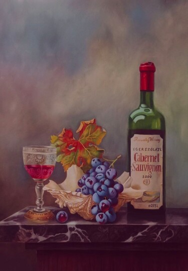 Peinture intitulée "Martwa natura z win…" par Daryna Busyhina, Œuvre d'art originale, Huile