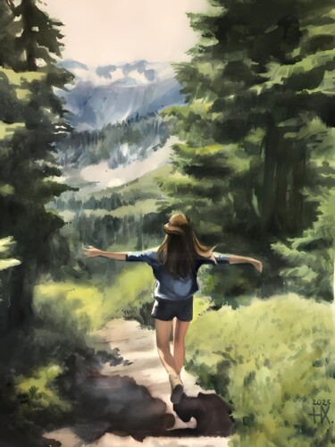 Painting titled "Painting Freedom 50…" by Natal A Hudakova, Original Artwork, Watercolor