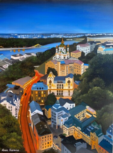 绘画 标题为“Andreevsky Descent” 由Anna Kazmina, 原创艺术品, 油 安装在木质担架架上