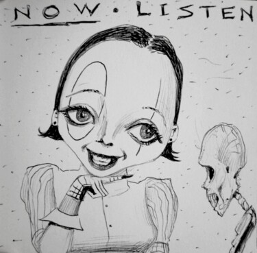 Рисунок под названием "Big eyed - 20" - Milto Sideris, Подлинное произведение искусства, Шариковая ручка