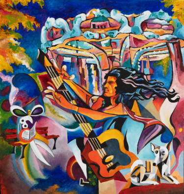 "Le carrousel des bo…" başlıklı Tablo Marianne Kiciak tarafından, Orijinal sanat, Petrol Ahşap panel üzerine monte edilmiş