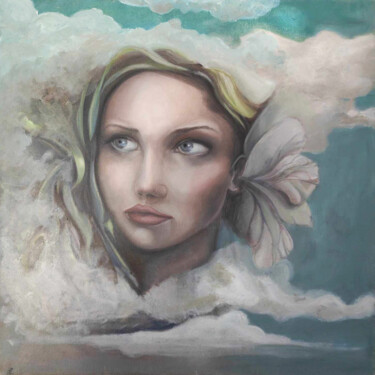 Painting titled "Waterland" by Catherine Houppin, Original Artwork, Oil Mounted on Wood Stretcher frame