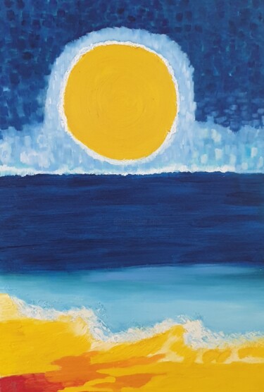 Peinture intitulée "L'Océan" par Patricia Marie Emma Milan, Œuvre d'art originale, Huile Monté sur Carton