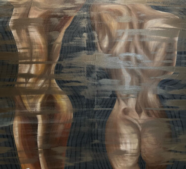 Lines Painting titled "Lines" by Ivanna Demianiuk (DANAVI), Original Artwork, Oil Mounted on Wood Stretcher frame