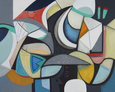 Schilderij getiteld "Freefall" door Stephen Lucas, Origineel Kunstwerk, Acryl Gemonteerd op Frame voor houten brancard