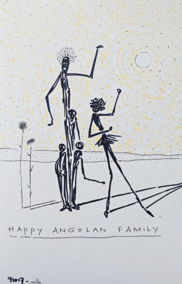 "Happy Angolan family" başlıklı Resim Milto Sideris tarafından, Orijinal sanat, Mürekkep