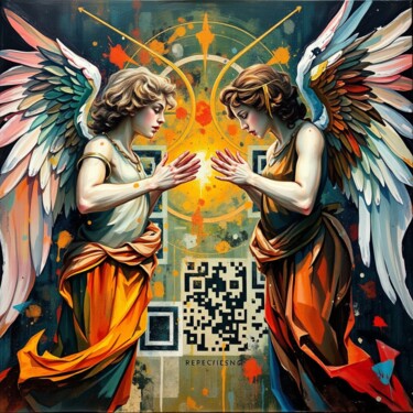 제목이 "QR CODE angels"인 디지털 아트 Modane로, 원작, AI 생성 이미지