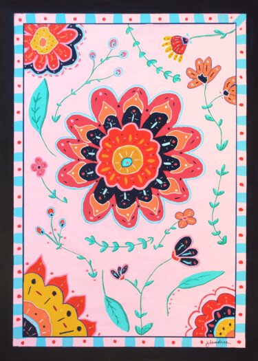 Painting titled "Mandala, acrylique…" by Blandine Cavalier, Original Artwork, Acrylic Mounted on Wood Stretcher frame