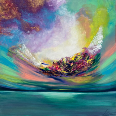 Painting titled "Gifts from heaven" by Asiya, Original Artwork, Acrylic Mounted on Wood Stretcher frame