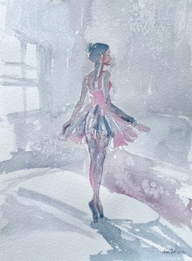 Schilderij getiteld "Ballet #1" door Natiko, Origineel Kunstwerk, Aquarel