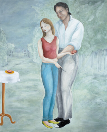 Malerei mit dem Titel "Der Tod und das jun…" von Maria Peters, Original-Kunstwerk, Öl