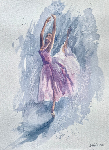Schilderij getiteld "Ballet #2" door Natiko, Origineel Kunstwerk, Aquarel