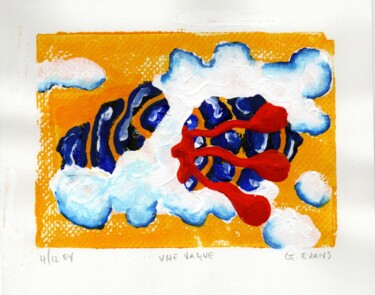 Printmaking titled "UNE VAGUE 4/12" by Gregory Evans, Original Artwork, Monotype