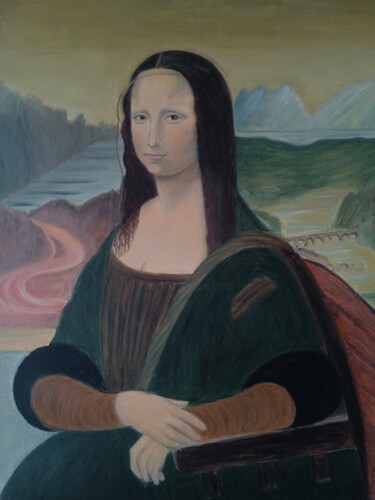 Painting titled "Mona Lisa" by Roser Solà, Original Artwork, Oil Mounted on Wood Panel