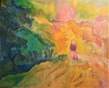 绘画 标题为“Mother in paradise” 由Miroslav Spasojevic, 原创艺术品, 油 安装在木质担架架上