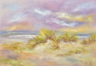 Schilderij getiteld "Plage colorée" door Martine Gregoire, Origineel Kunstwerk, Olie Gemonteerd op Frame voor houten brancard